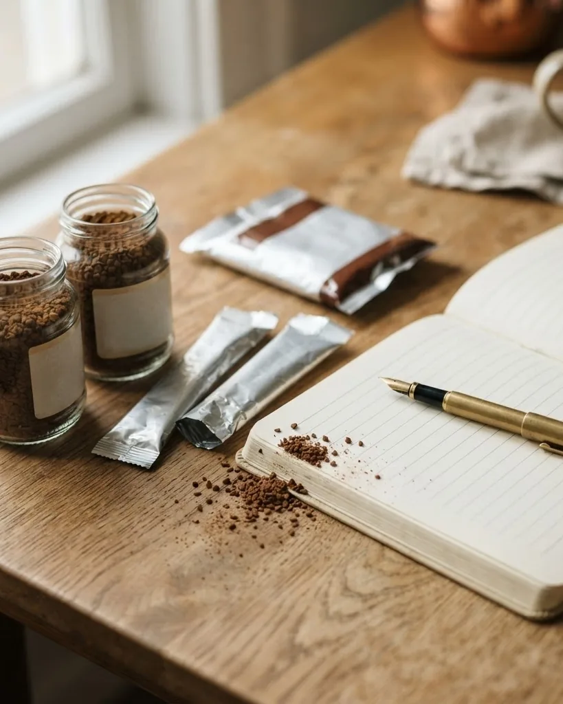 Close-up illustrating the instant coffee supplies liquidation record, line by line